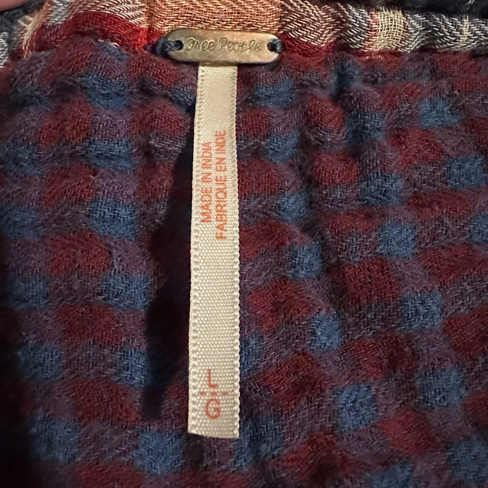 Free People Oversized Mixed Plaid Button Down - Picture 6 of 6